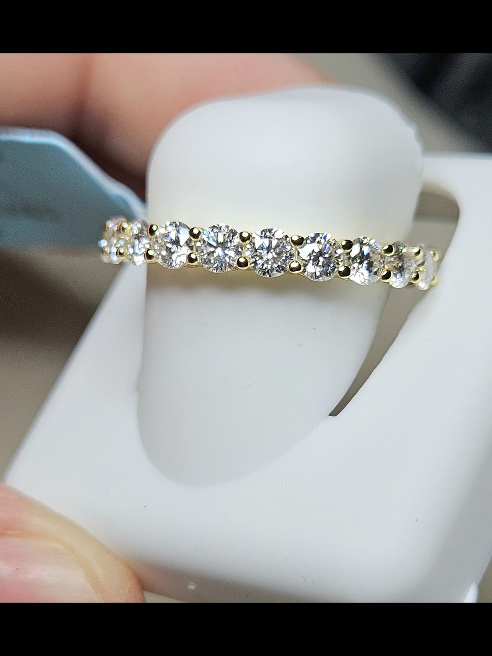NWT Moissanite Eternity Band Ring 925 Sterling Silver Gold Plated Size 7 2.30ctw